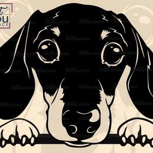 Dachshund svg, Doxie svg, dog svg cricut, Funny Dachsh Peeking, cute dog face clipart, png head download, vector laser cut dxf files for cnc