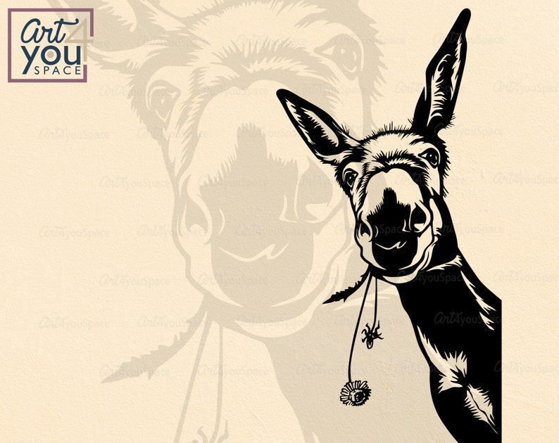 Download Cute Donkey Svg peeking farm animal head face clipart | Etsy