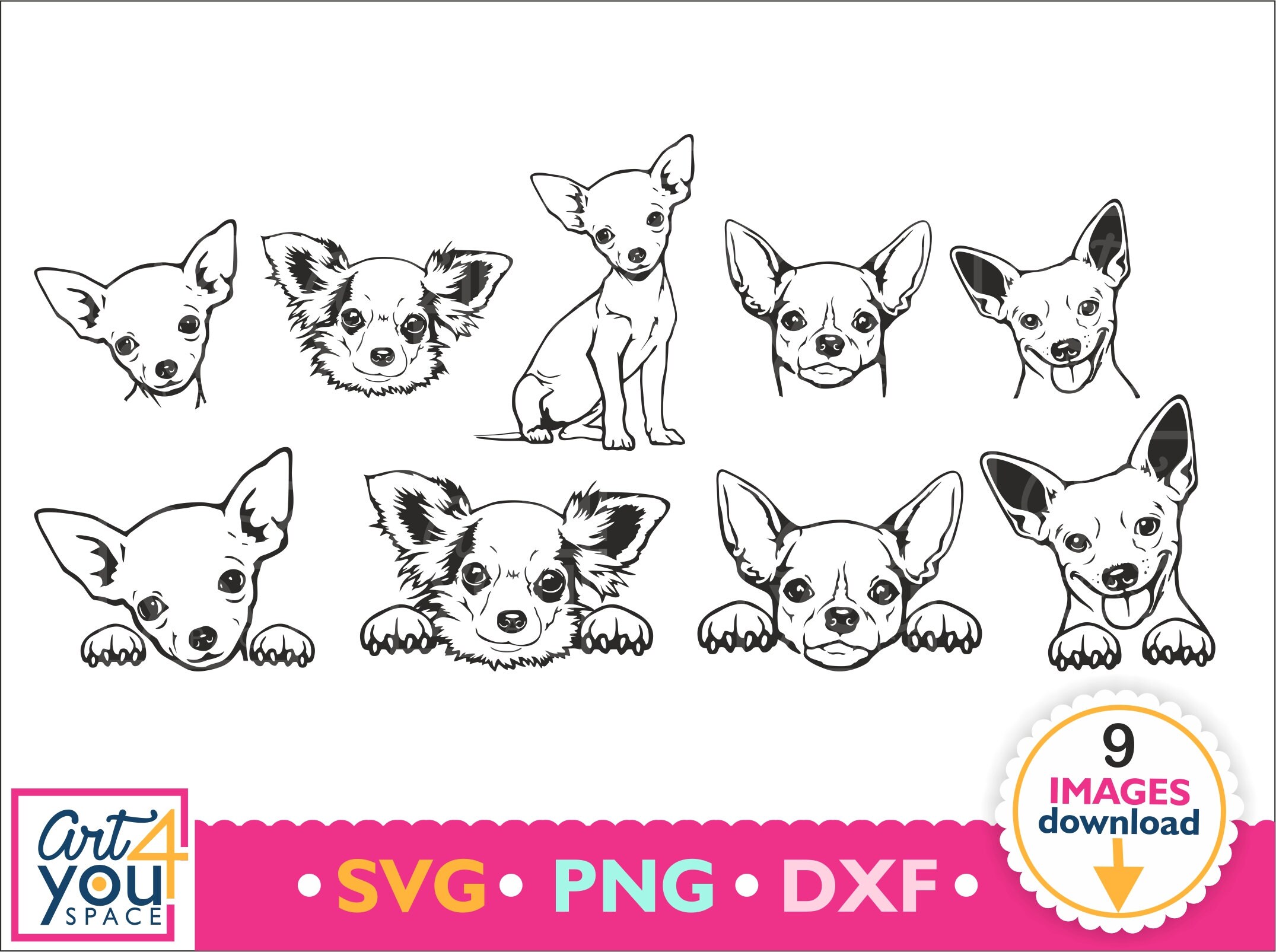 Download Chihuahua SVG bundle dog svg cricut cute animal face | Etsy