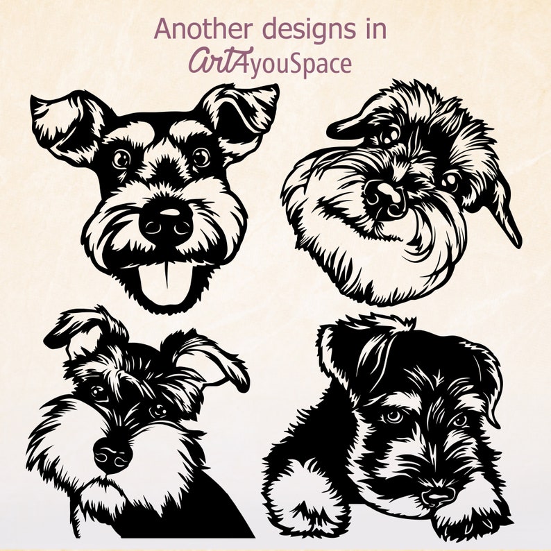 Miniature schnauzer svg dog svg cricut Face Head clipart Etsy