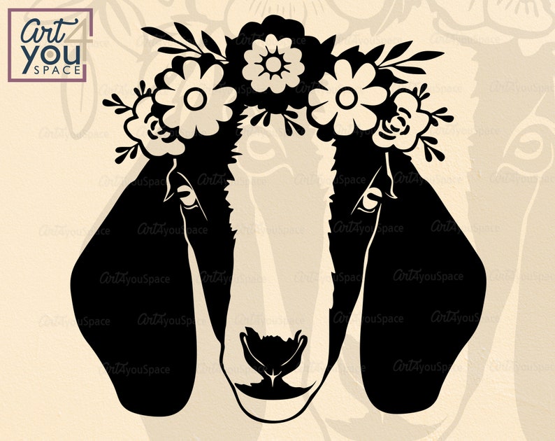 Download Boer goat svg files for cricut goat with flower bandana ...