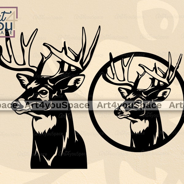 Deer Face Svg Files For Cricut Illustration, Animal Head Clipart, Woodland Vector Download, PNG, Plasma Dxf Cnc, Printable Art, Laser Cut