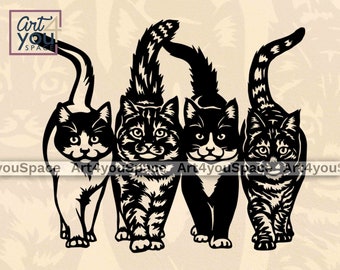 Cat SVG files for Cricut, Dxf Plasma Files, Domestic Animal Png Clipart Digital Download, Cnc Lightburn Laser Cut Vector, Glowforge Projects