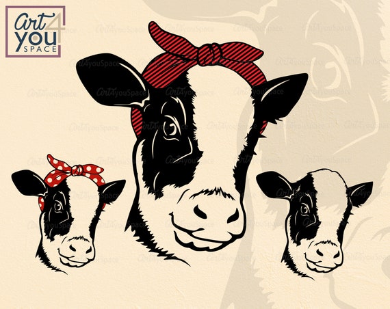 Download Cute Cow head bandana svg Heifer headband svg file for ...