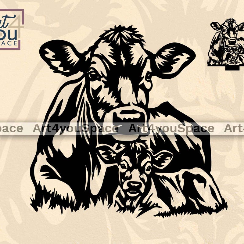 Cow Calf Svg Logo - Etsy