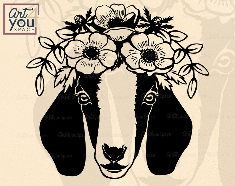 Download Boer goat svg files for cricut goat with flower bandana ...
