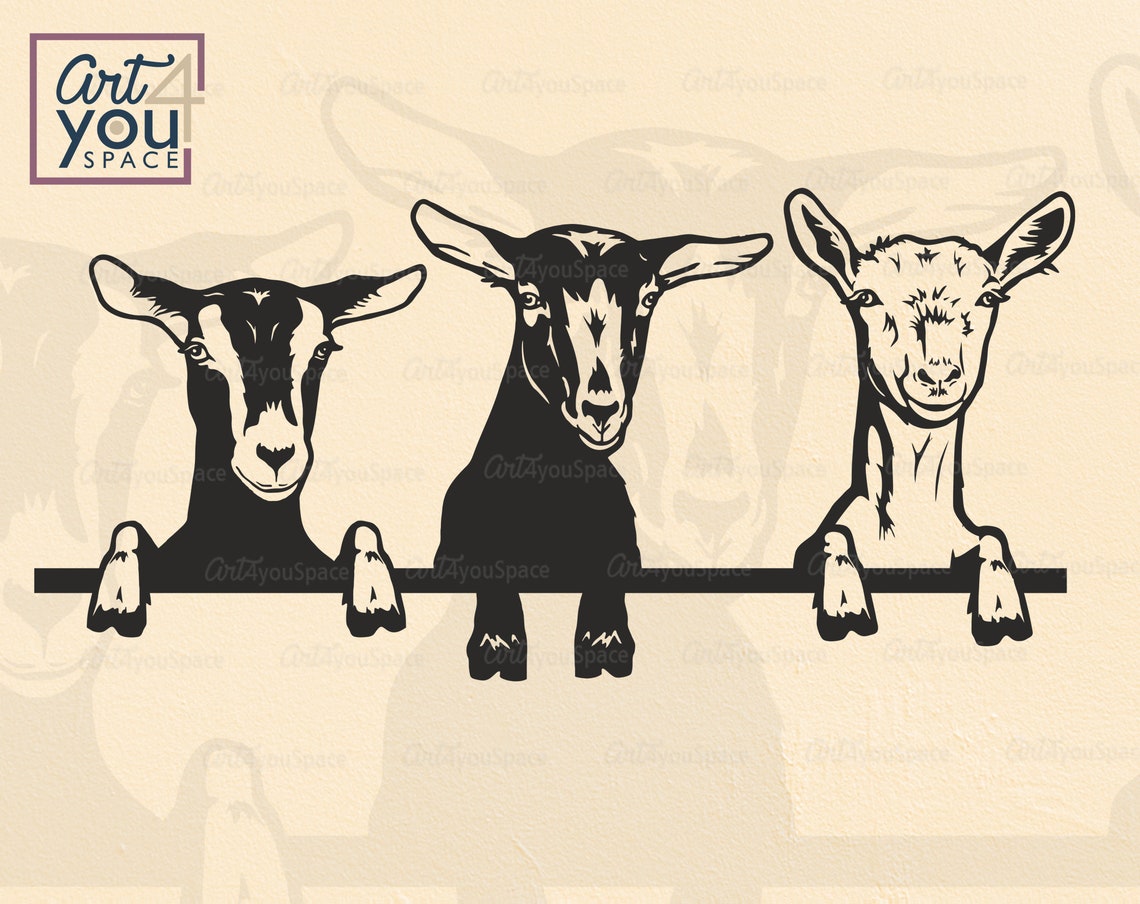 Svg Сurious funny goat billy goat ibex animal head with Etsy