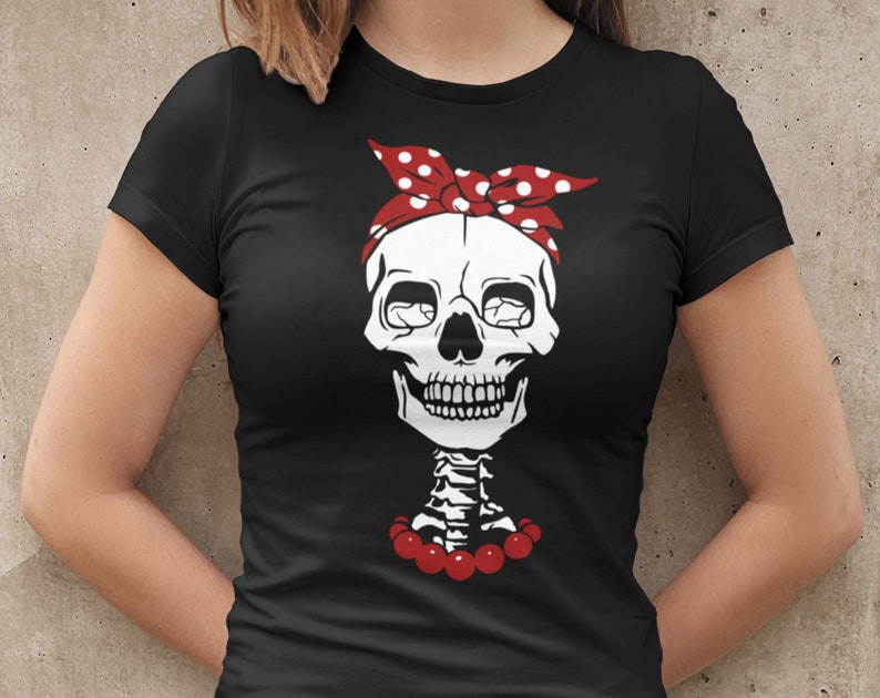 Download Skull with bandana necklace svg files for Cricut woman | Etsy