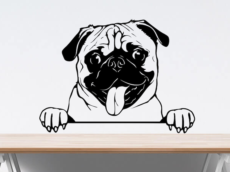 Download Pug dog svg file for cricut peeking cute dog clipart funny ...