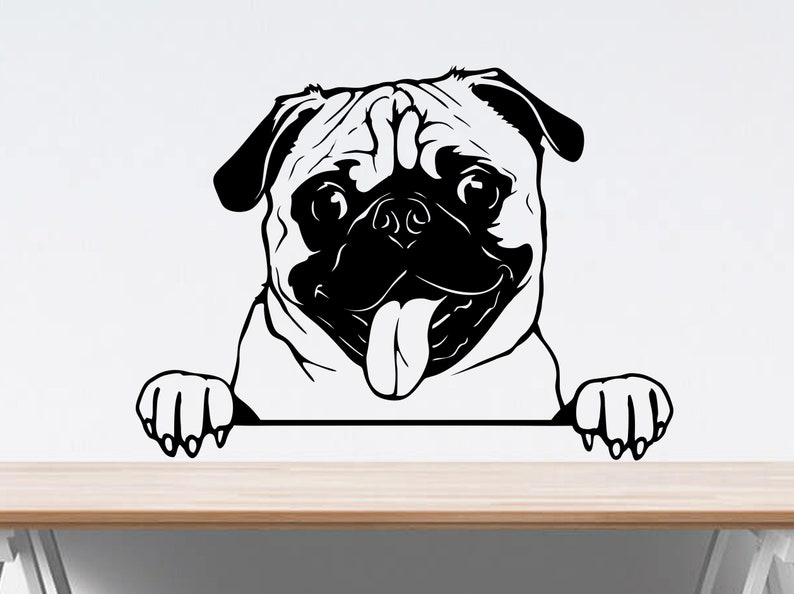 Download Pug dog svg file for cricut peeking cute dog clipart funny | Etsy