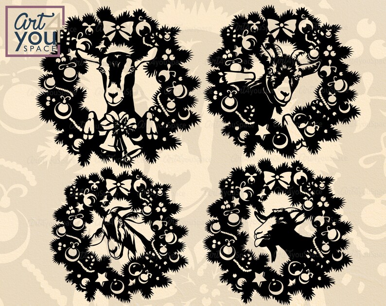 Download Christmas wreath goat svg bundle xmas vector farm animal ...