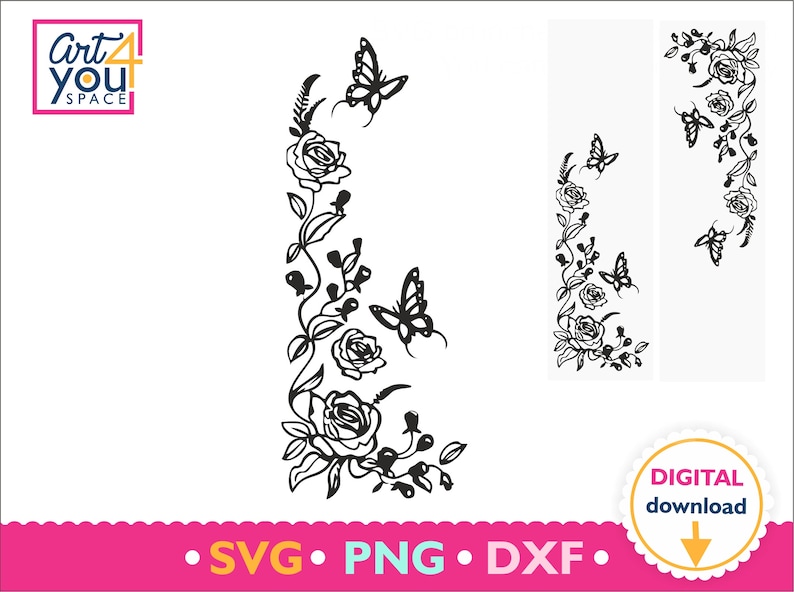 Download Floral corner svg roses svg butterfly svg botanical ...