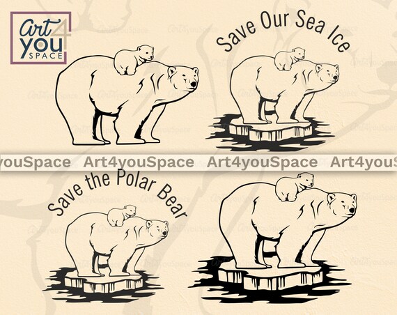 Download Polar Bear With Baby Svg White Bear Vector Save Sea Ice Etsy
