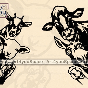 Tiere auf dem Bauernhof Cricut, Ziege Schafe Huhn Ente Kuh Esel, Bauernhaus, Metall CNC Laser geschnitten Vektor, Clipart, Png, DXF-Plasma-Datei, Download