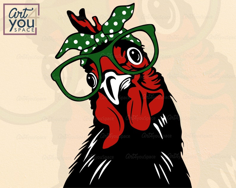Download Chicken with bandana glasses Svg files for cricut clipart ...
