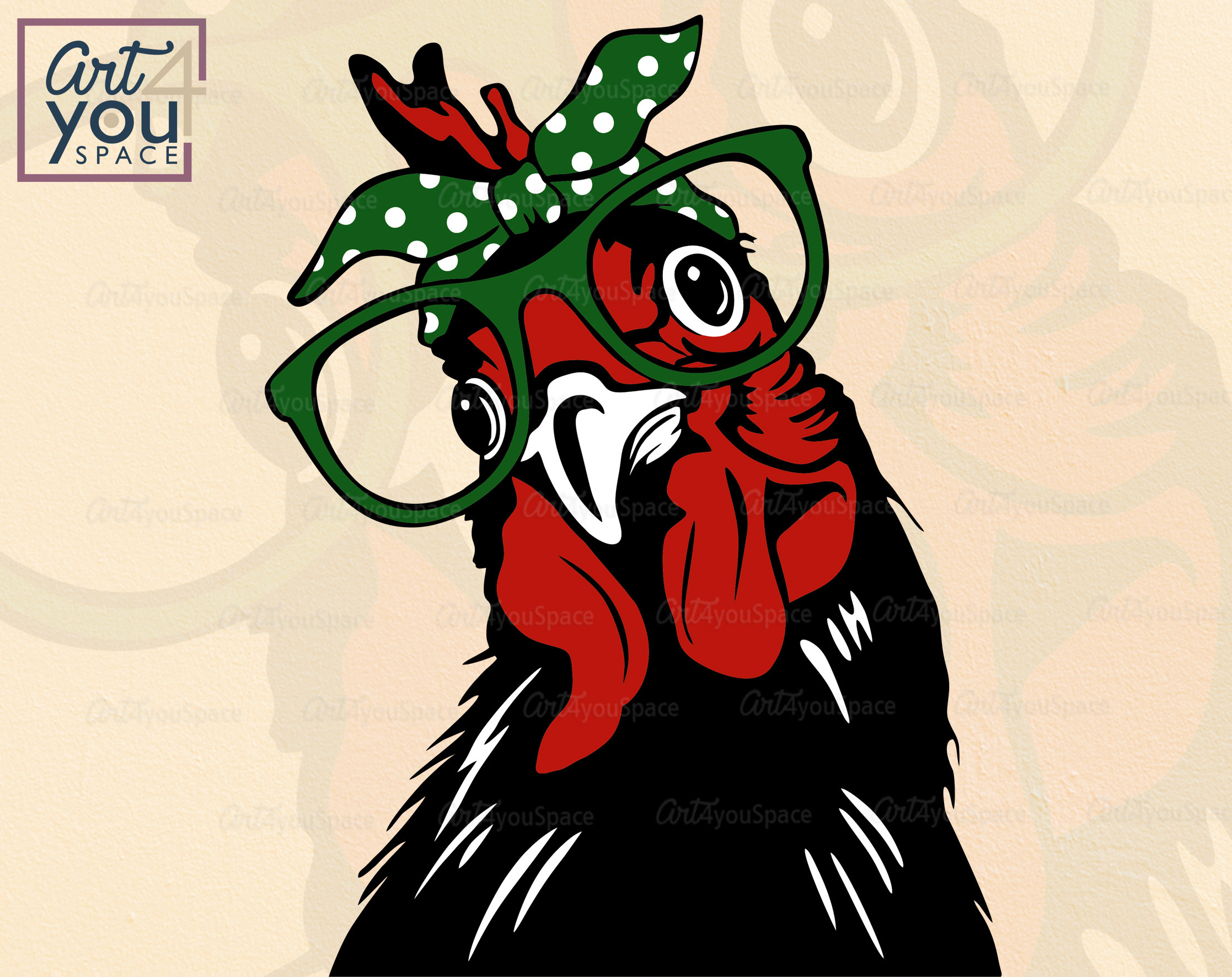 Chicken With Bandana Glasses Svg Files for Cricut Clipart Etsy