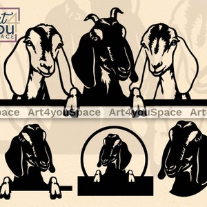 Fichiers svg chèvre nubienne pour Cricut, téléchargement vectoriel DXF découpé au laser plasma, art CNC, clipart logo design, eps de visage d'animal de ferme furtivement, tête png