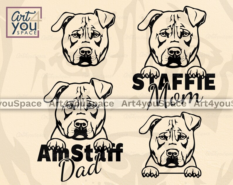 Download American Staffordshire Terrier dog svg files for Cricut | Etsy