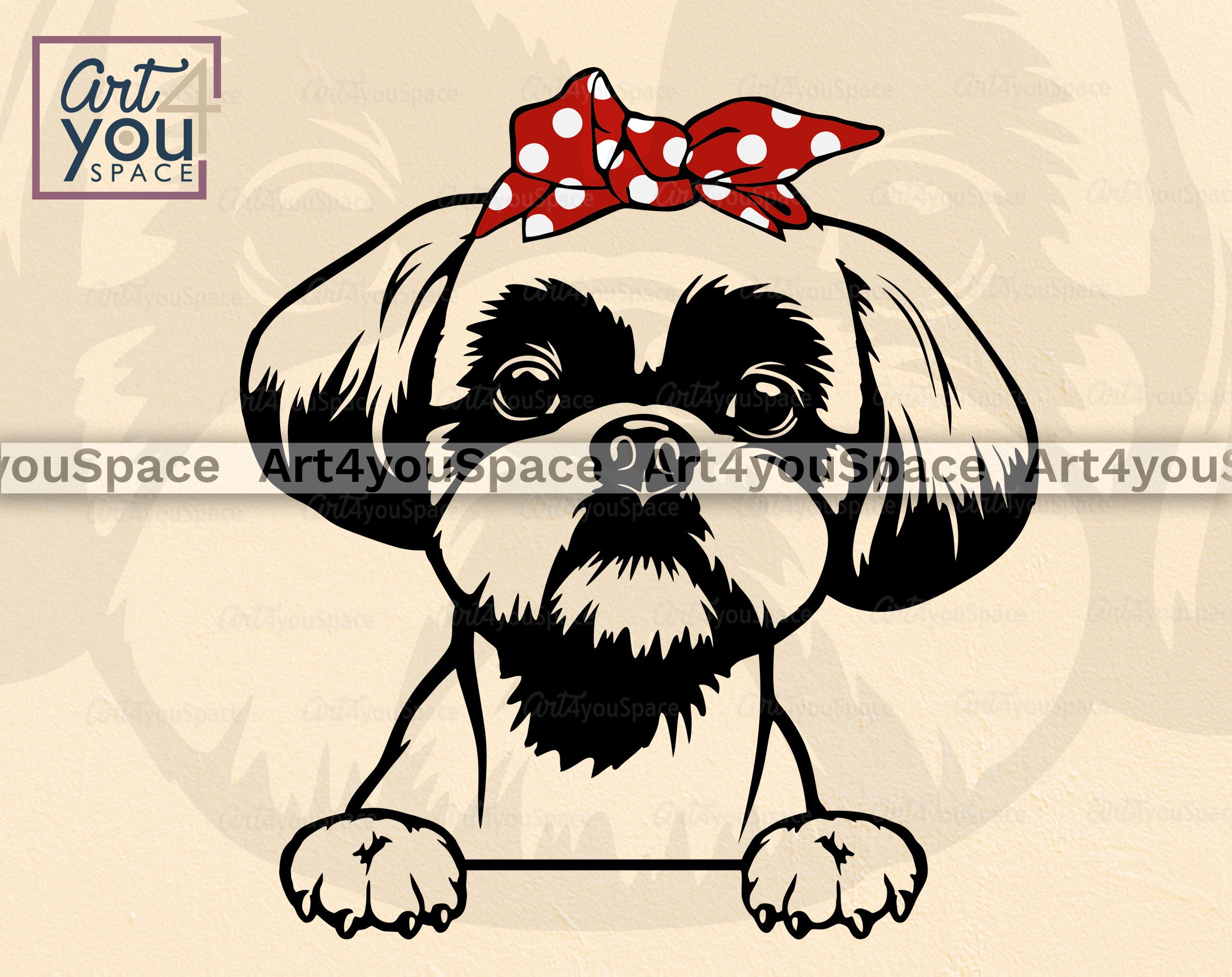 Shih tzu svg dog SVG file for Cricut Cute face bandana | Etsy
