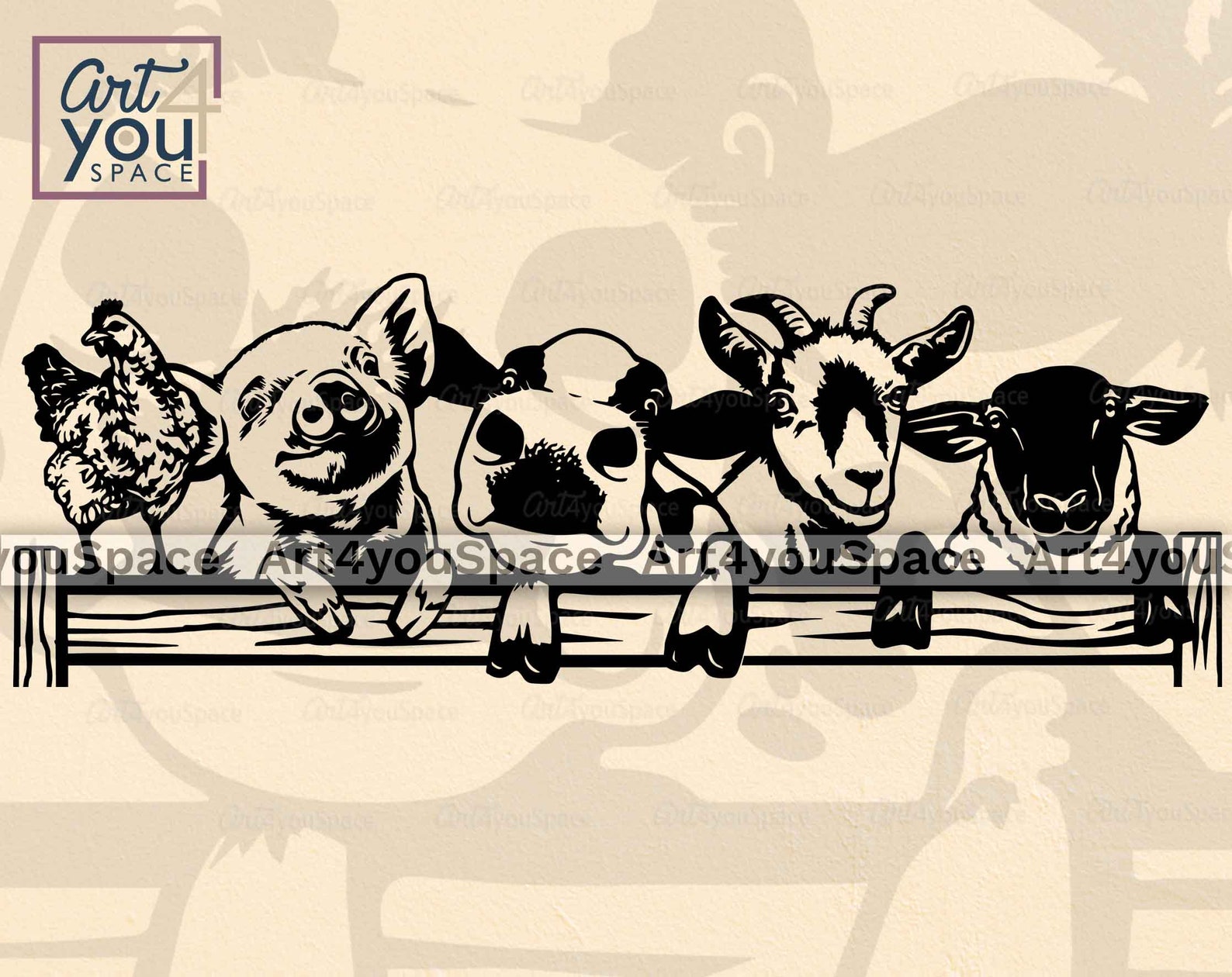 Farm Animals Clipart, Svg Files for Cricut, Pig Sheep Chicken Goat Cow ...