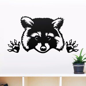 Svg, curious raccoon face with paws, racoon Cute, clipart, Funny animals, Woodland, Silhouette, vector, Peekaboo, download, png, dxf image 7