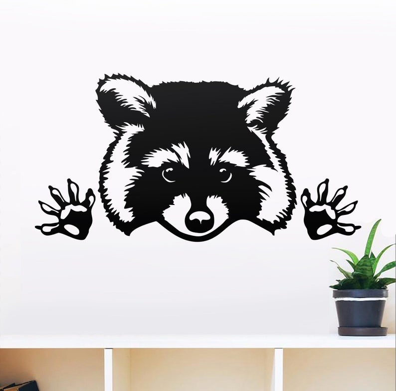 Svg, curious raccoon face with paws, racoon Cute, clipart, Funny animals, Woodland, Silhouette, vector, Peekaboo, download, png, dxf image 7