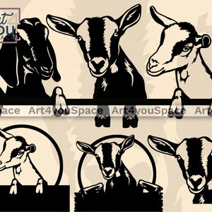 Fichier svg chèvres, animaux de la ferme furtivement drôles png, clipart bétail, conception de Logo vectoriel, téléchargement du projet Cricut, découpe de métal plasma CNC dxf
