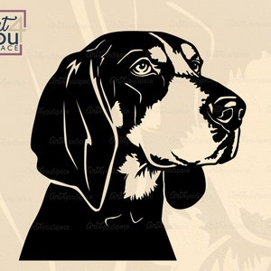 BLUETICK COONHOUND svg files for cricut hunting dog vector face head, clipart png, dxf plasma cnc glowforge, laser cut model wood, shirt svg