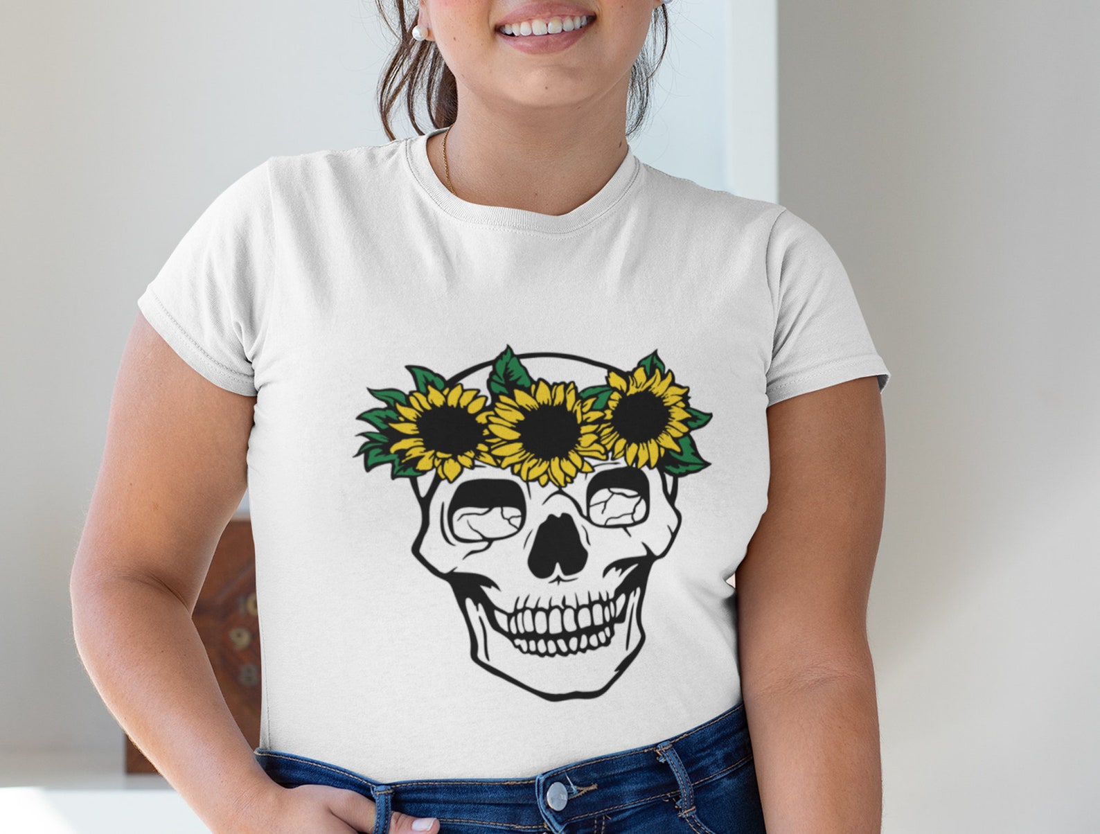 Flower Skull Svg Files for Cricut Floral Skeleton Sunflowers - Etsy