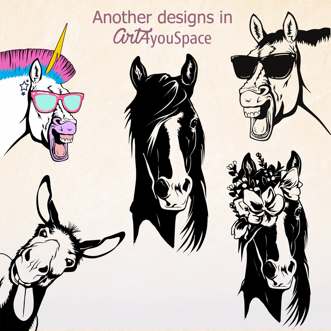Download Cute Horse head Svg cricut farm animal face clipart | Etsy