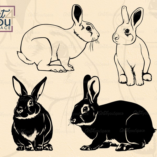 Rabbit SVG, Bunny svg files for cricut, Easter farm animal clipart, Vector image, Printable art, png, dxf files for laser plasma cnc cut