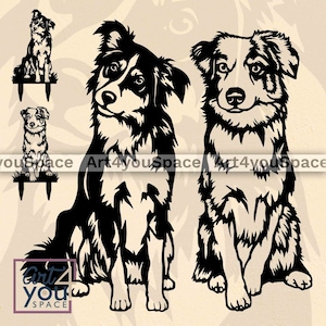 Miniatuur Australian Shepherd SVG png DXF, Hond Cricut project, mini Aussie sit Clipart Download, CNC Plasma Laser Cut vector darden inzet