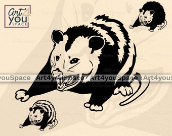 svg opossum, possum screaming Clipart, woodland animal, wild nature, virginia opossum vector, Download, shirt svg, Cricut project, PNG, Dxf