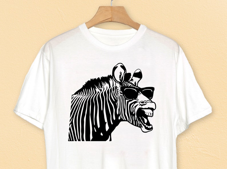 zebra Svg, cricut, funny animal in Glasses, safari animal, head, zoo, african, clipart, vector, download, png, shirt stencil, dxf, laser cut image 3