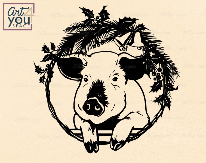 Download Christmas Pig svg bundle Cricut project xmas farm animal ...