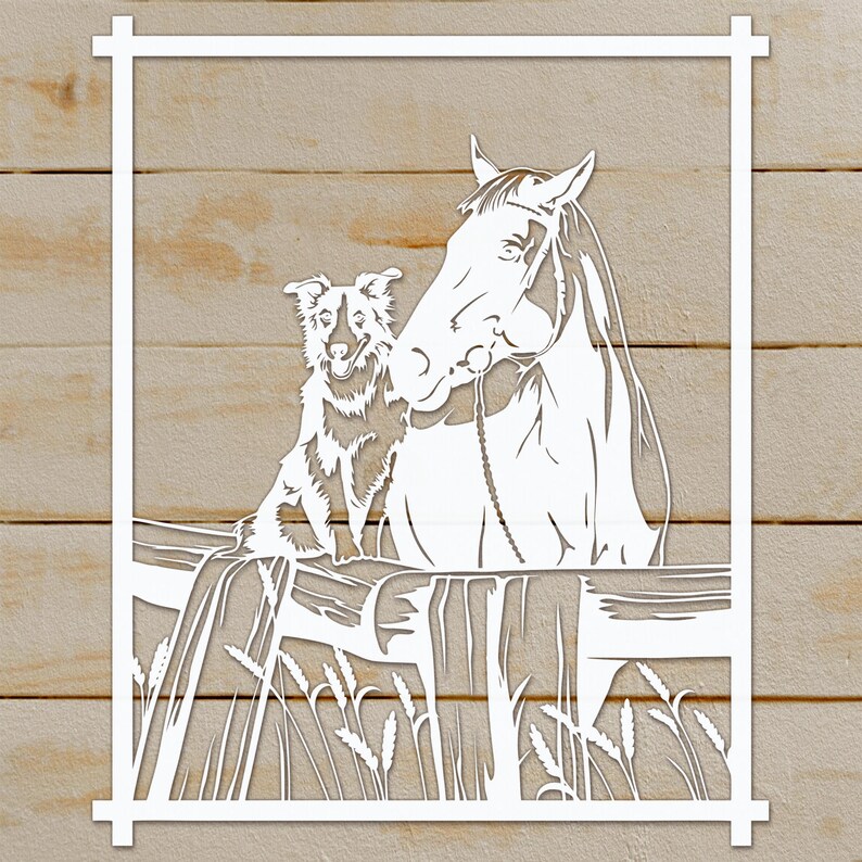 Download Horse and dog svg border collie Farm animal Download | Etsy