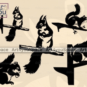Fichier SVG écureuil pour Cricut, clipart animaux de la forêt, art imprimable, Png, vecteur laser Dxf, fichier de coupe Cnc plasma, noix, décoration de jardin