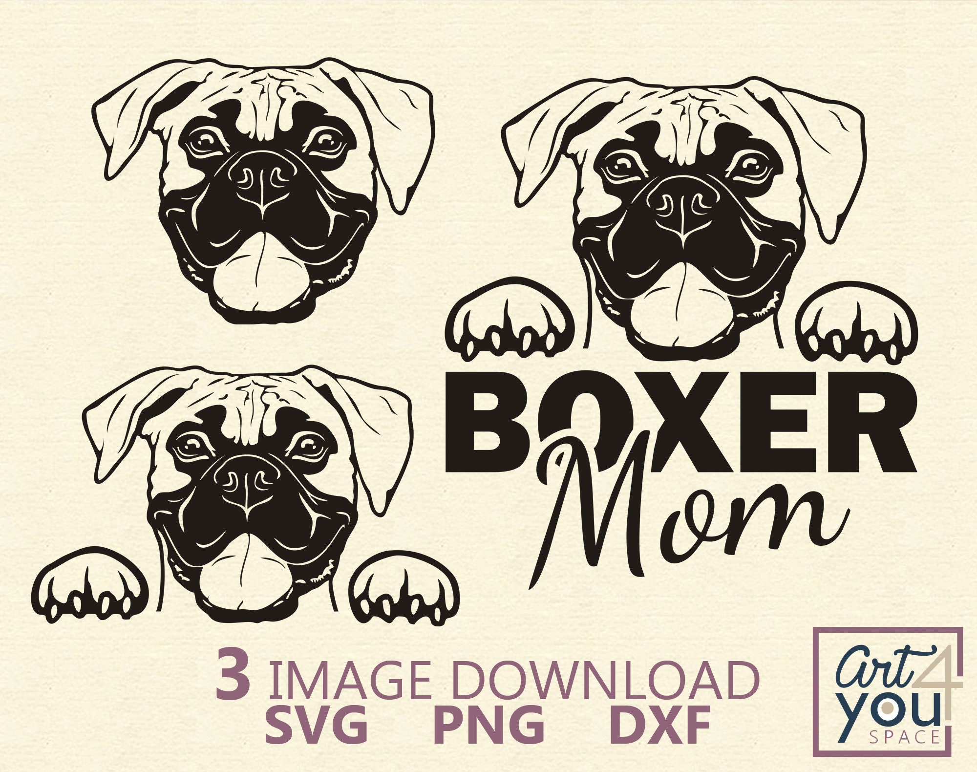 Cute Boxer Svg Dog Breed DOG MOM Animal Face Head Funny - Etsy