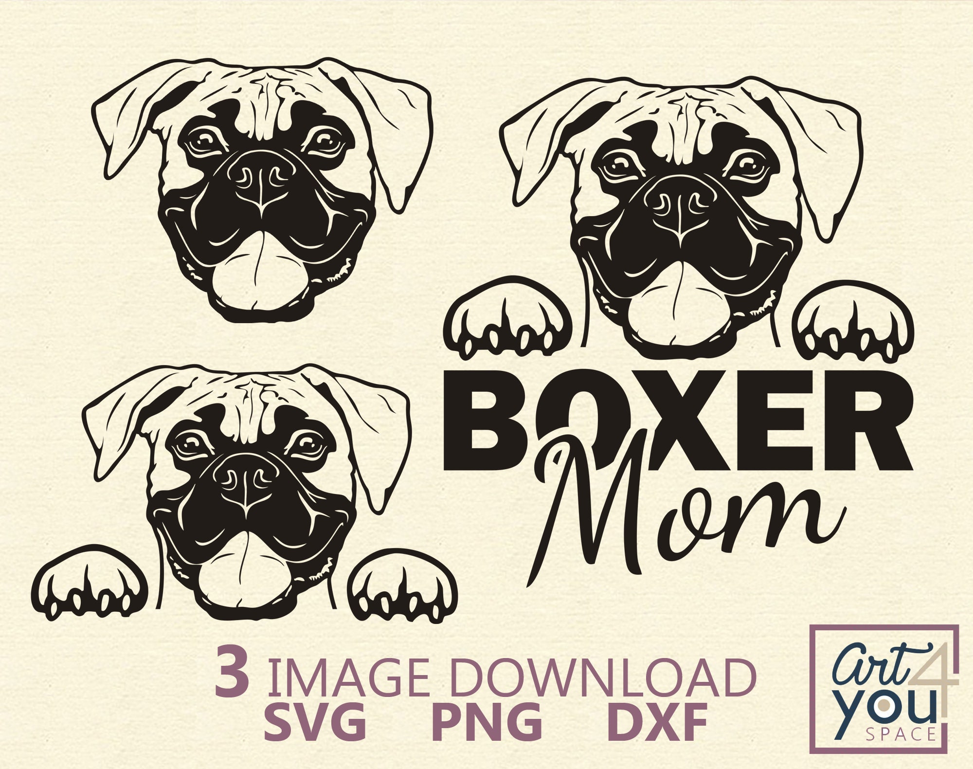 Download Cute Boxer svg Dog breed DOG MOM animal face head funny | Etsy