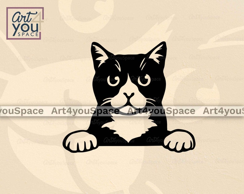 Tuxedo Cat SVG Cricut Peeking Animal Clipart Download - Etsy Finland
