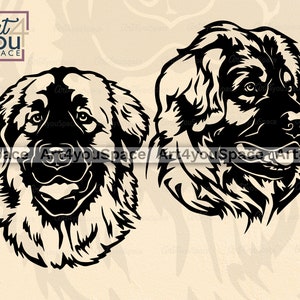 Leonberger kunst, hond svg-bestanden voor Cricut, huisdier gezicht hoofd Clipart downloaden, png, ras vectorafbeeldingen, dxf, afdrukbare afbeelding shirt ontwerp