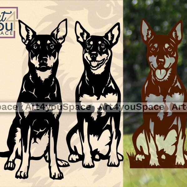 Archivo svg de perro Kelpie australiano para Cricut, Cnc láser DXF Vector art, archivos de corte de plasma, Descarga digital, clipart png, decoración de metal de jardín