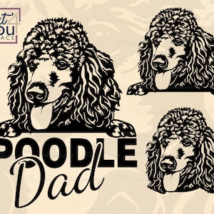 Poodle svg, arquivos svg de cachorro para cricut, poodle preto pai, clipart de raça dxf, imagem vetorial de retrato de cabeça de rosto PNG arte para impressão download, camisa