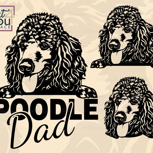 Poodle svg, dog svg files for cricut, black poodle Dad, Breed clipart dxf, Face Head portrait vector image PNG Printable art Download, shirt