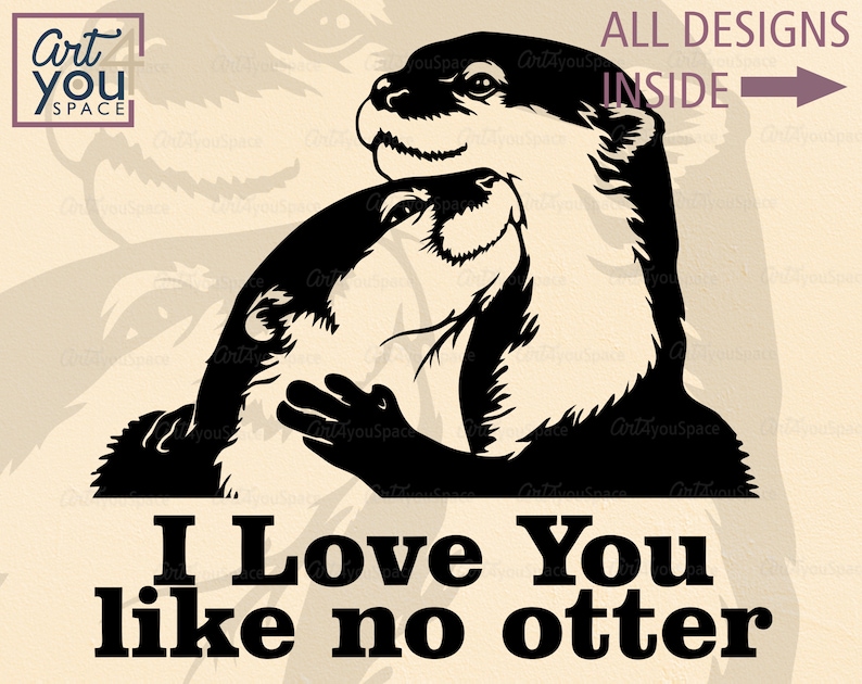 Download Cute otter love svg animal dxf Cricut couple Clipart laser ...