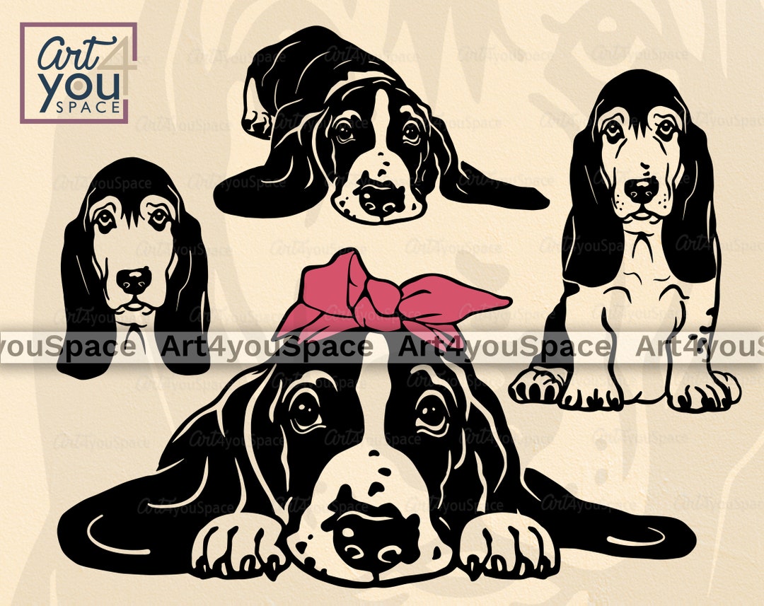 Basset Hound Svg, Dog Svg File for Cricut, Cute Dog Clipart, Vector