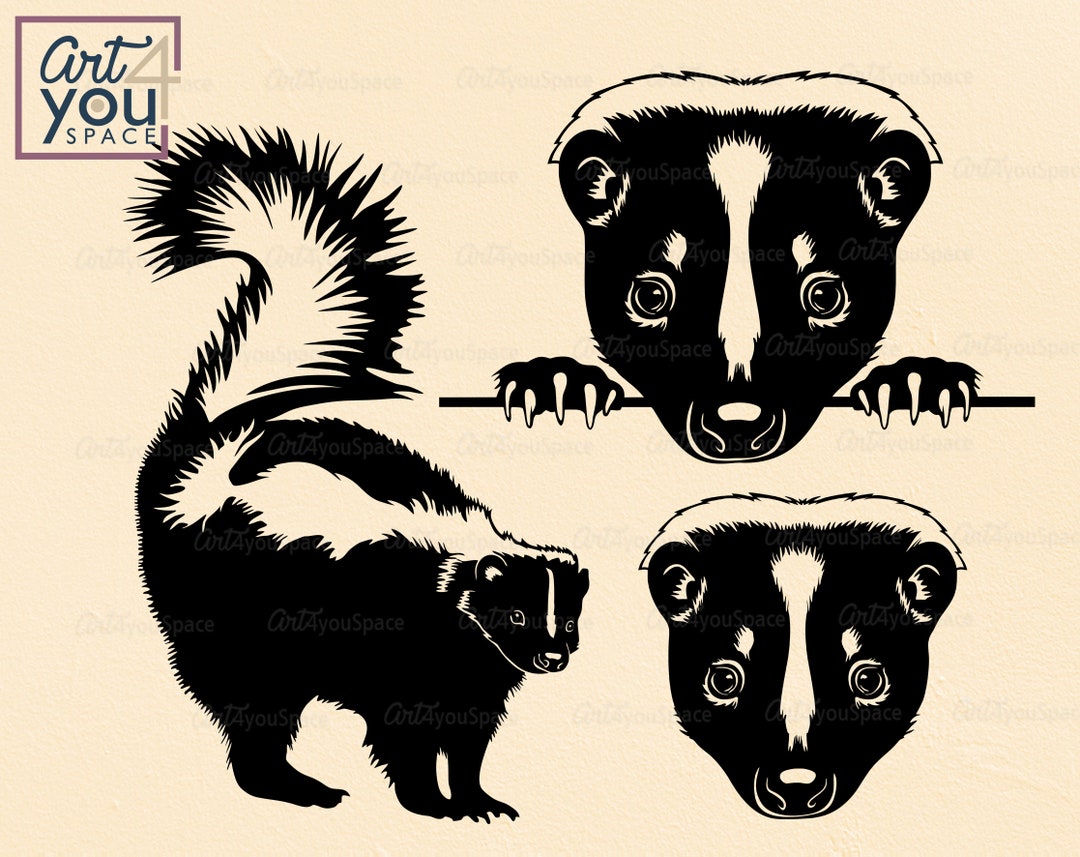 Cute Skunk SVG Cricut Cutting File, Woodland Animal Face