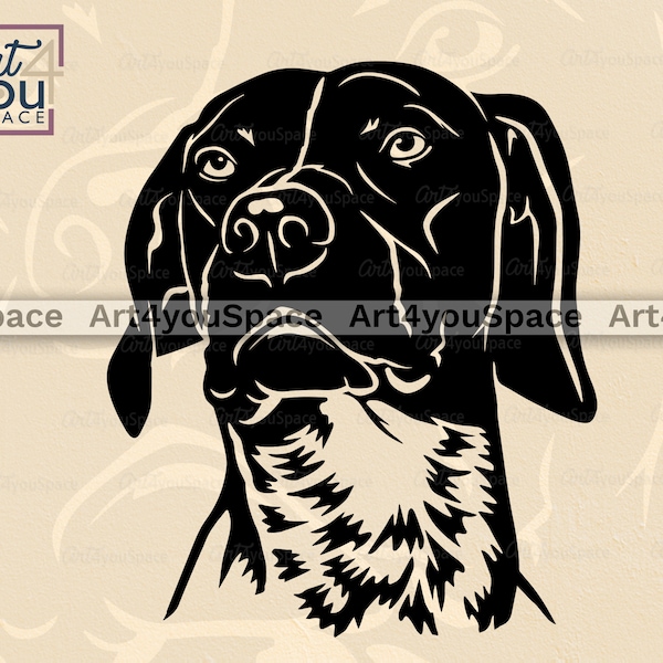 German Shorthaired Pointer art Dog svg files for Cricut, vector image, hunting dog breed clipart, Printable, Download dxf, face head dxf
