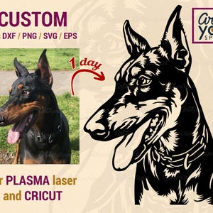 Perro personalizado en formato SVG, trazado vectorial, foto a SVG, retrato de mascota personalizado en blanco y negro, diseño personalizado de Cricut, archivo DXF para Plasma CNC