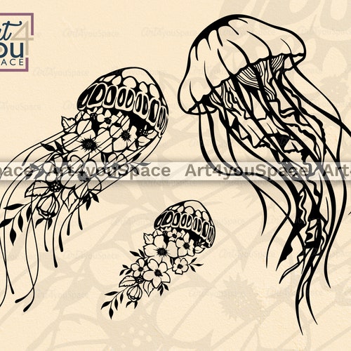 FLORAL JELLYFISH SVG Flowers Ocean Sea Animals Beach - Etsy